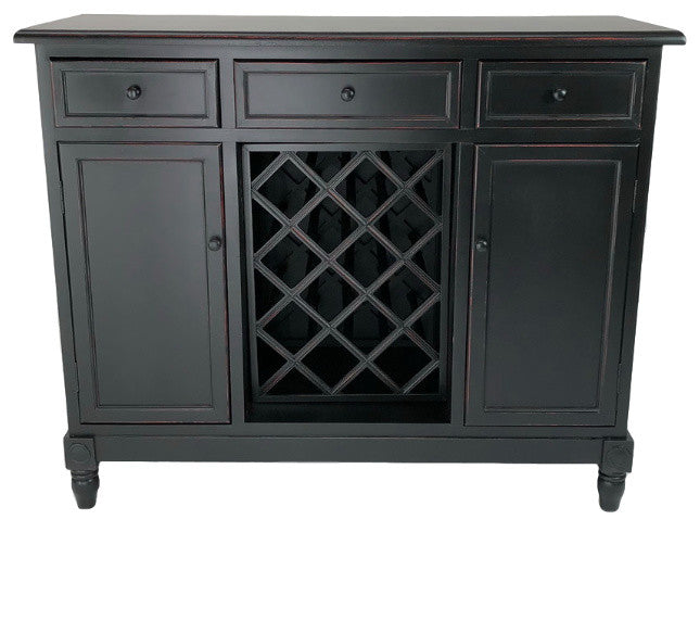 Wine Rack Sideboard, Aged Black