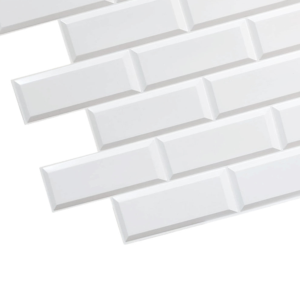 White Bricks 3D Wall Panels, Set of 5, Covers 25 Sq Ft