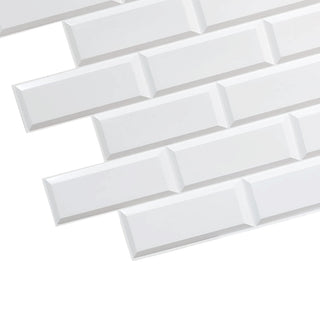 White Bricks 3D Wall Panels, Set of 5, Covers 25 Sq Ft
