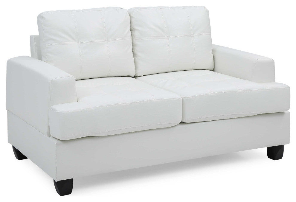 Sandridge 58 in. W Flared Arm Faux Leather Straight Sofa, White