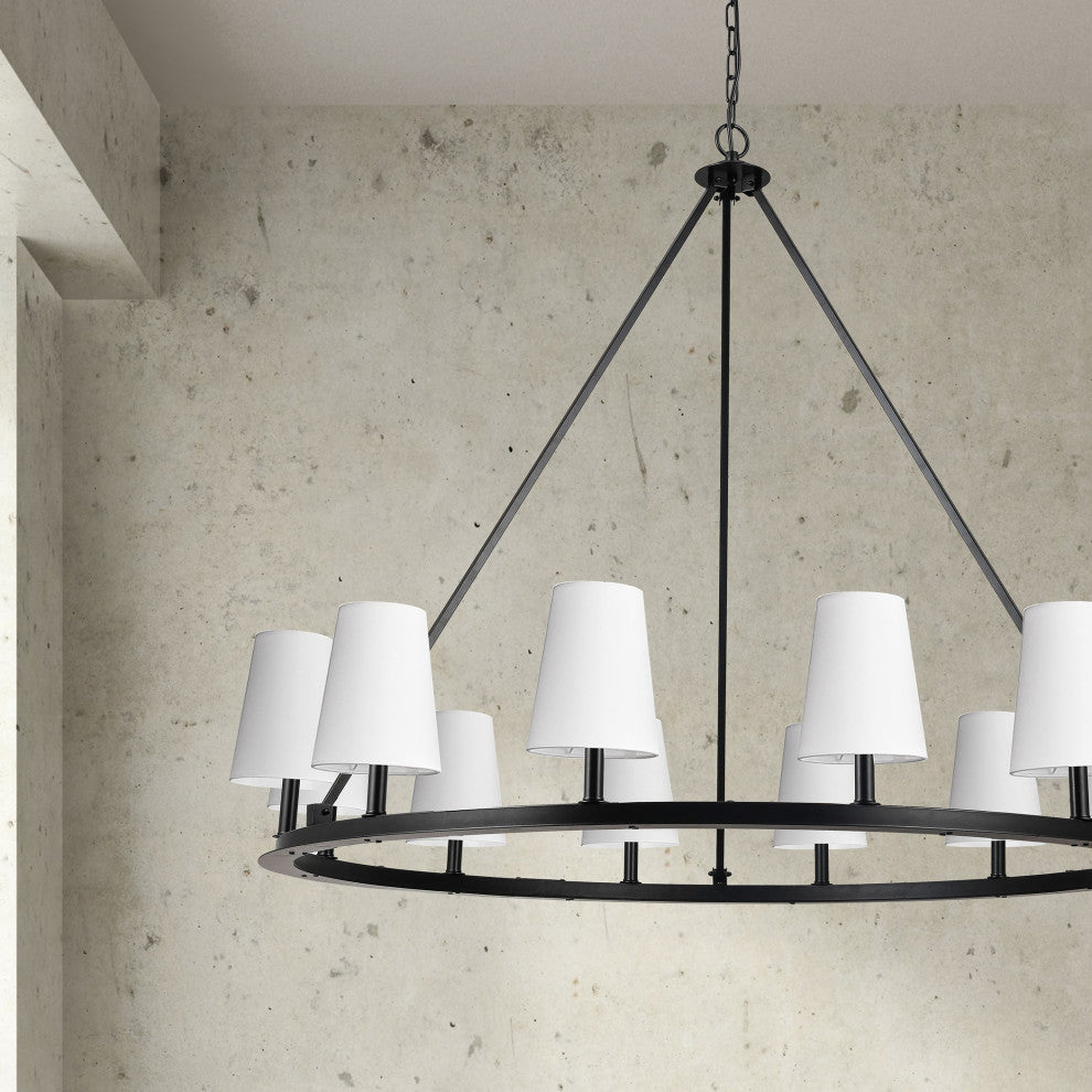 Colby Transitional 12 Light Matte Black White Metal Chandelier