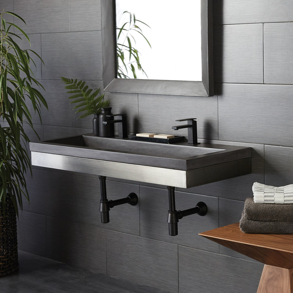 48" Zaca Vanity Base with NativeStone Trough in Slate