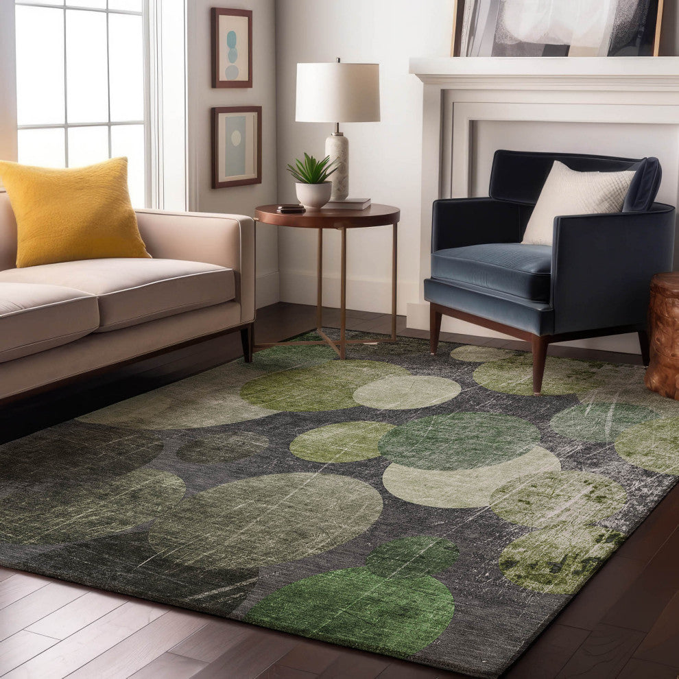 Premium Machine Washable Mayfield AMF556 Green 3' x 5' Rug