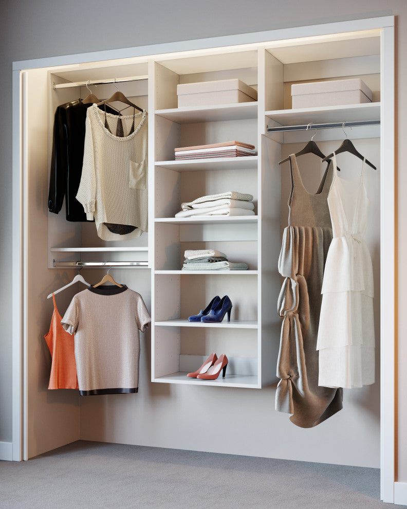 Modular Closet System Hanging Closet Organizer and Closet Shelves 66"-96"