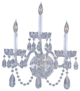 3-Light Sconce, Polished Chrome, Clear Hand-Cut Crystals