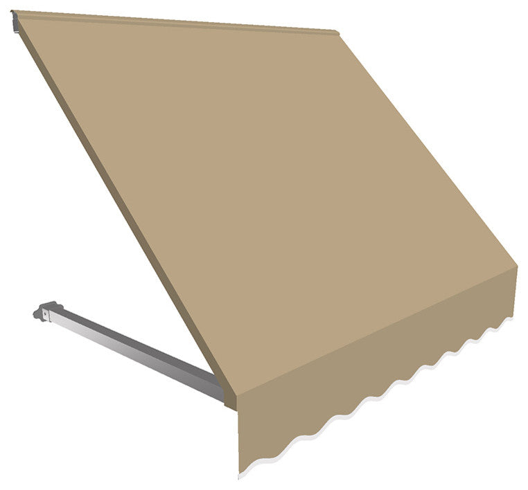 Awntech 4' Dallas Retro Acrylic Fabric Fixed Awning, Tan