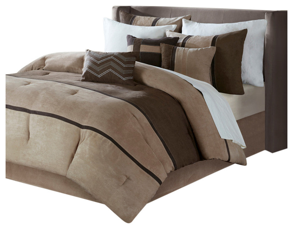 Madison Park Palisades Palizzate Suede 7-Piece Comforter Set, Brown, Cal King