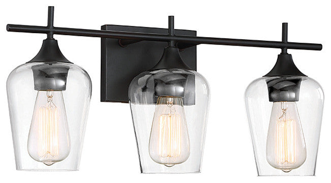 Octave Bathroom Vanity Light, English Bronze, 3-Light
