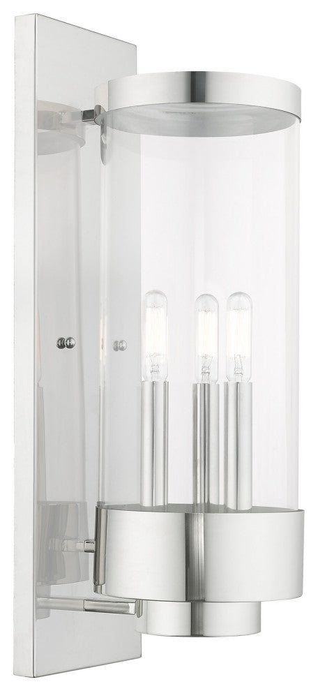 Livex Lighting Hillcrest 3 Light Polished Chrome Large Outdoor Wall Lantern