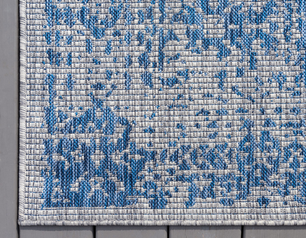 Unique Loom Aqua Blue Timeworn Outdoor Area Rug, Blue, Gray, 6' X 9'