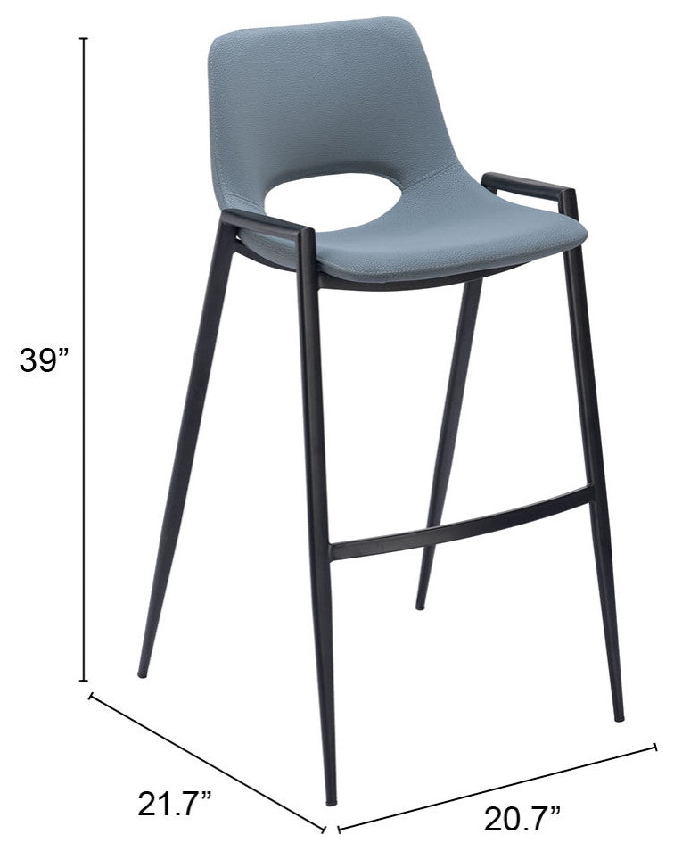Desi Barstool Chair, Set of 2 Blue