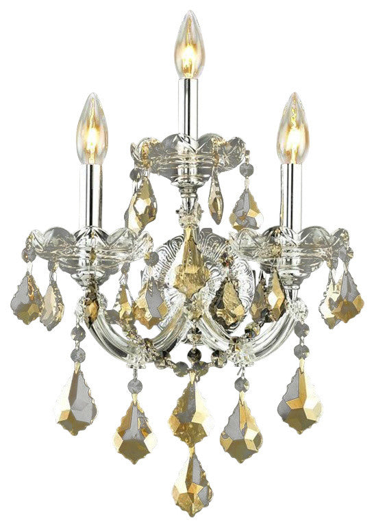 Elegant Maria Theresa Wall Sconce, Chrome Finish With Royal Cut Crystal