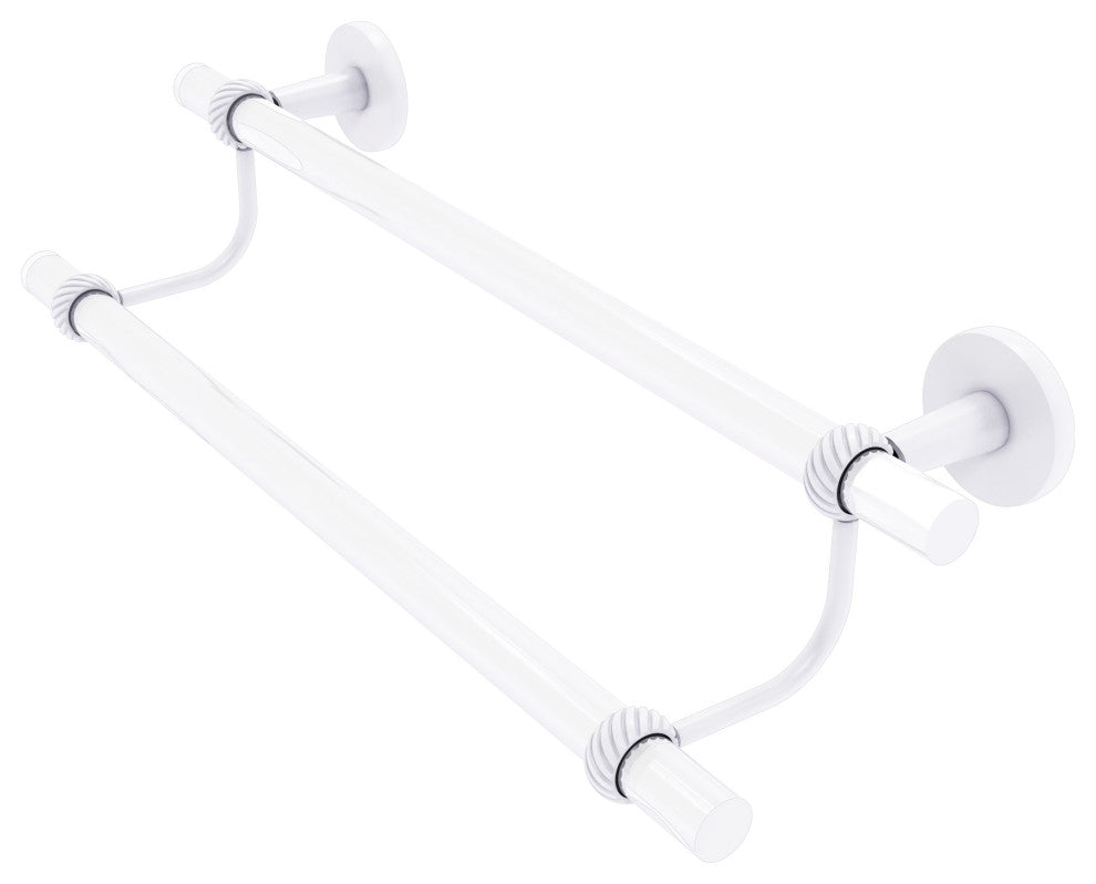Clearview 18" Double Towel Bar with Twisted Accents, Matte White