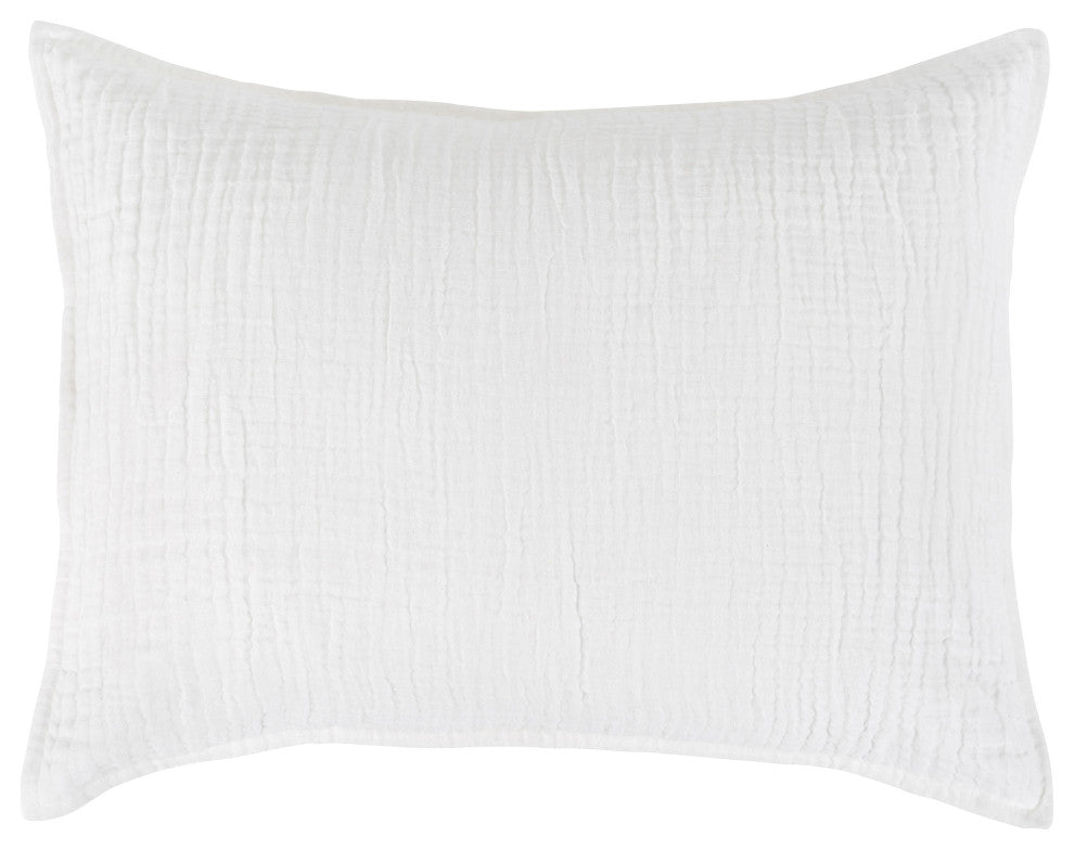 Camille Linen Sham, White, Standard Size