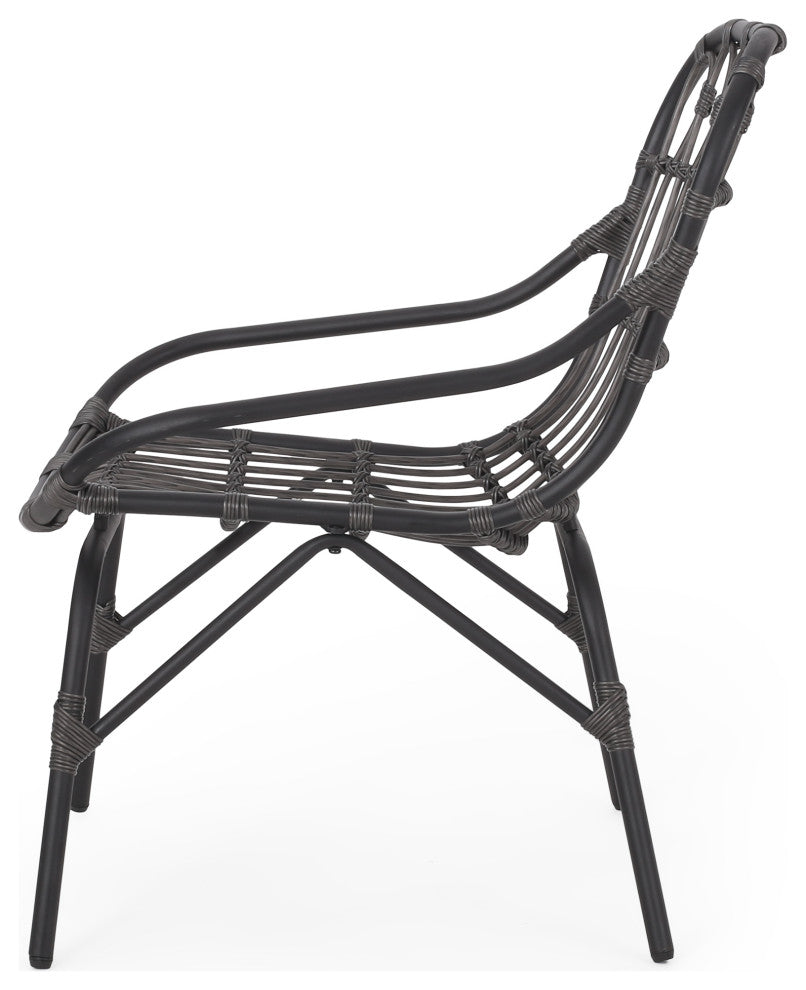 Barrister Outdoor Wicker Accent Chairs, Set of 2, Dark Gray