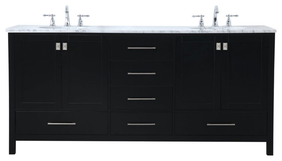 Elegant VF18972DBK 72"Double Bathroom Vanity, Black