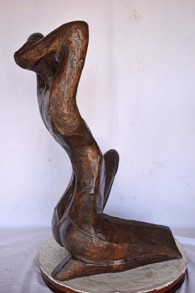 Modern Art Women Enjoying the Sun Bronze Statue - Size: 20"L x 13"W x 34"H.