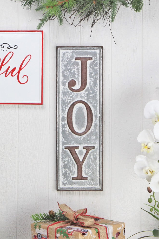 Farmhouse Style "Joy", Vertical Wall Sign