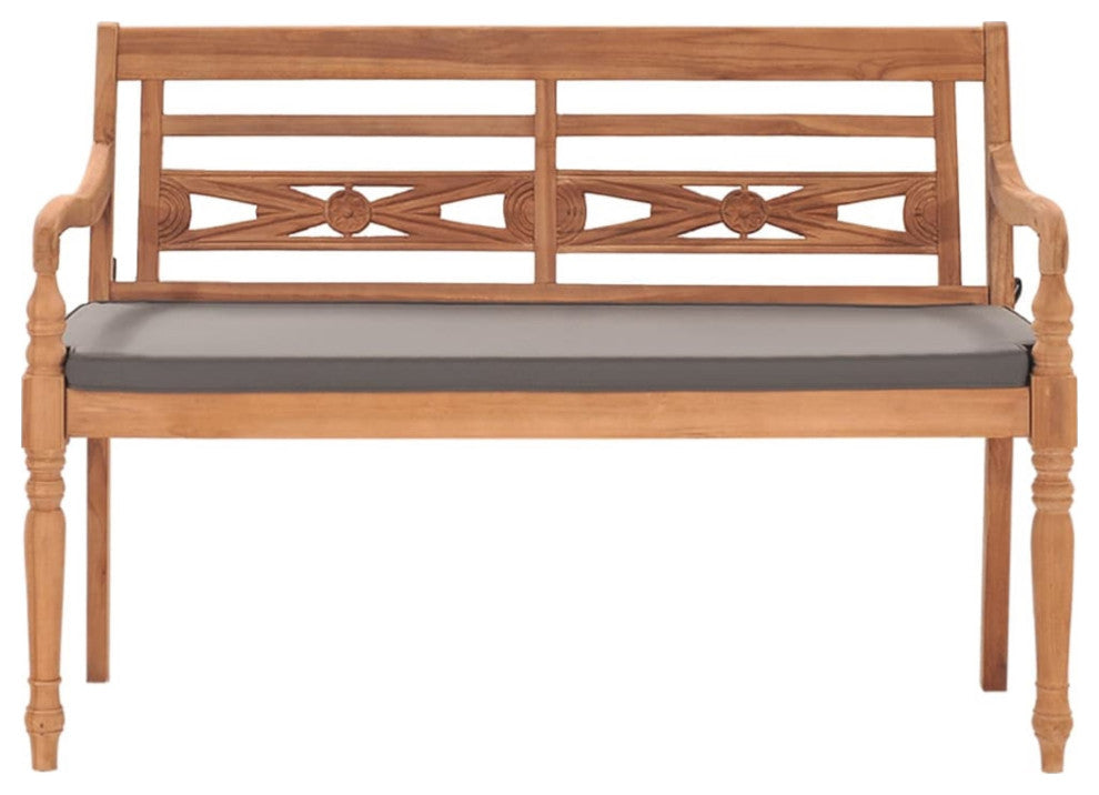 vidaXL Batavia Bench With Dark Gray Cushion 47.2" Solid Teak Wood