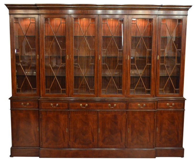 Large Six Door Breakfront China Cabinet by Leighton Hall