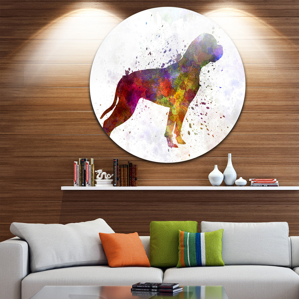 American Bulldog, Animal Round Metal Wall Art, 23"