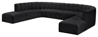 Arc Vegan Leather Upholstered 10-Pc. U-Shaped Modular Sectional, Black