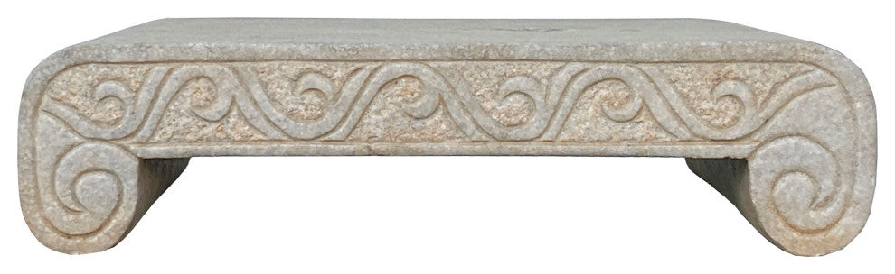 Chinese Off White Gray Marble Stone Rectangular Stand Table Hcs7088