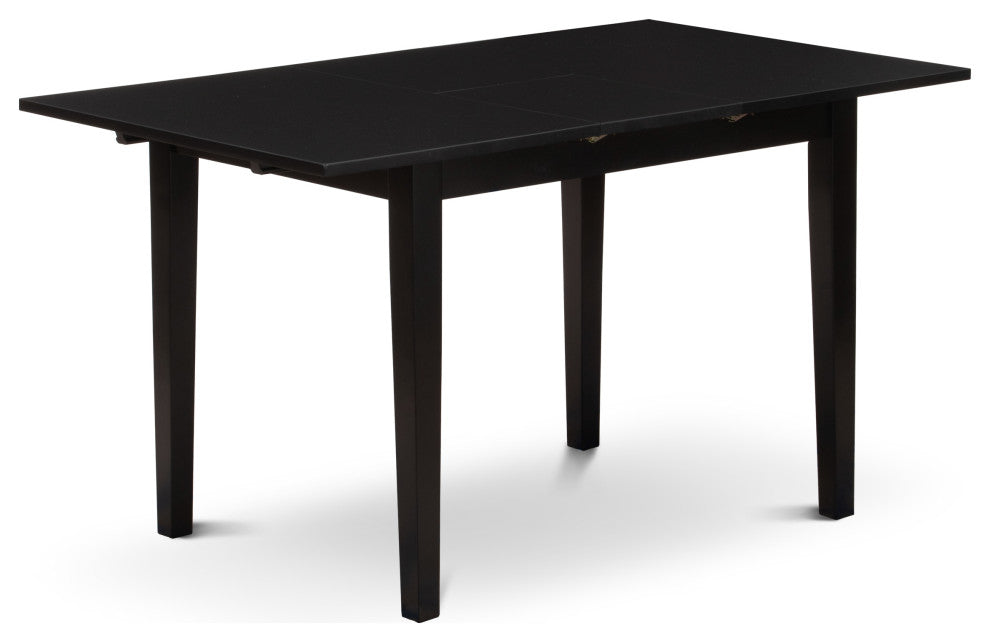 5Pc Wood Dining Table Set 2 Dining Chairs, Butterfly Leaf Dining Table, Black