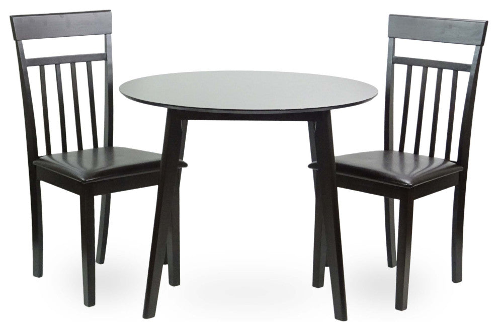 Yumiko Solid Wood Round Dining Table Kitchen Modern, Espresso Color