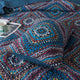 Bohemian Native Rustic Navy Blue Geometric Diamond Bedspread Set, Queen