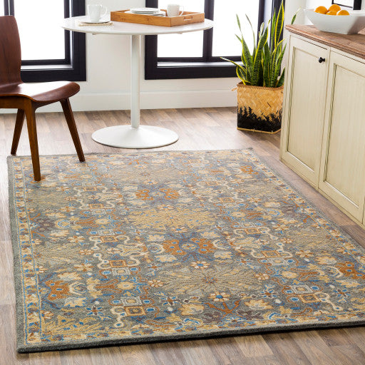 Surya Tabriz TBZ-1007 8'x10' Rug, Navy/Medium Gray/Cream/Camel/Khaki/Tan