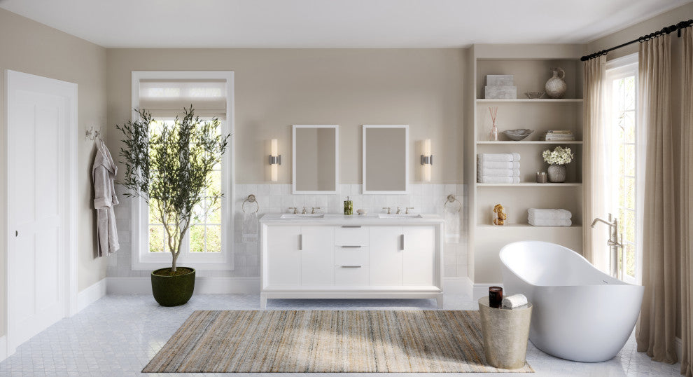 The Ezra Bathroom Vanity, Pure White, 72", Double Sink, Freestanding