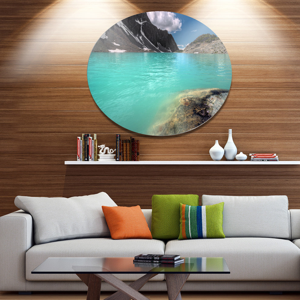 Crystal Clear Mountain Lake, Landscape Disc Metal Artwork, 11"