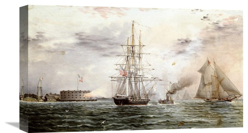 "New York Bay - Castle Clinton" Canvas Giclee by James E. Buttersworth, 22"x13"