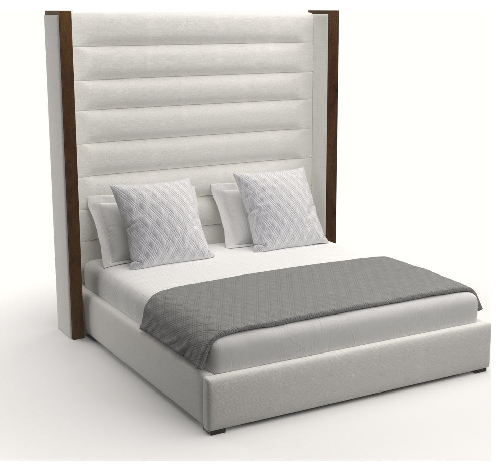 Nativa Interiors Irenne Horizontal Channel Bed, Off White, Ca King, High 87"