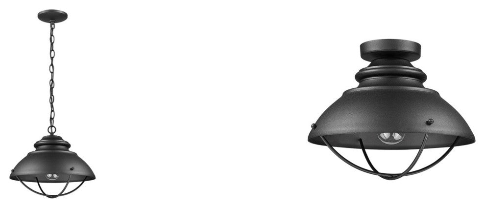 1 Light Convertible Aluminum Hanging Ceiling Light in Black