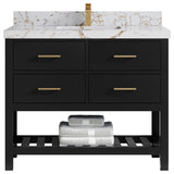 Parker 42" Single Sink Bath Vanity, Black 2" Viola Gold