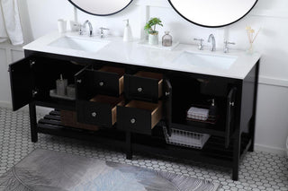 Black 72" Double Sink Bathroom Vanity