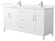 Elan 66" Double Vanity, White, White Quartz Top, 1-Hole, Nickel Trim