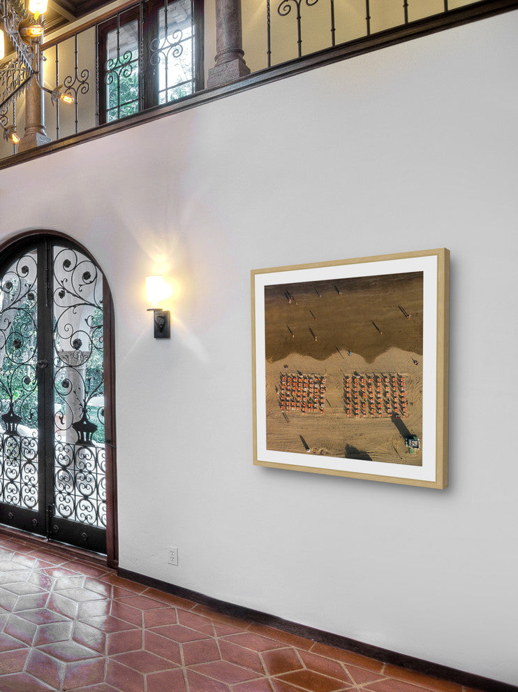 "Chairs In Rows" Framed Print by Karolis Janulis
