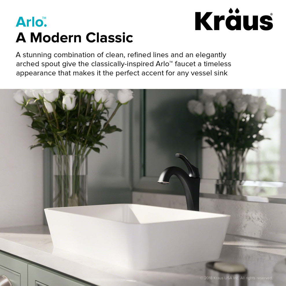 Arlo Single Handle Lever 1-Hole Vessel Bathroom Faucet Oil Rubbed Bronze w Drain