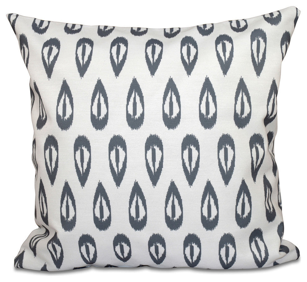 Ikat Tears, Geometric Print Pillow, Gray, 16"x16"