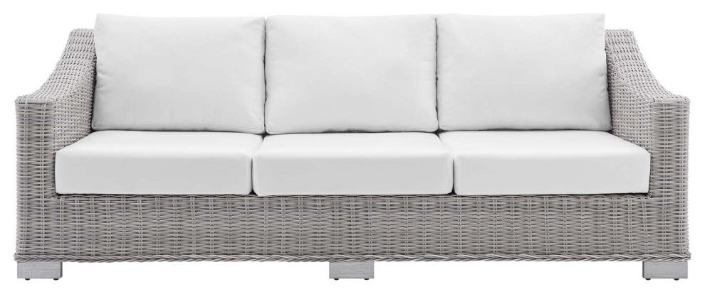 Lounge Sofa, Sunbrella, Rattan, Wicker, Gray White, Modern, Outdoor Patio