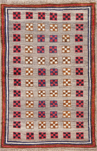 Consigned, Oriental Gabbeh Persian Design Hand-Knotted Area Rug, Gray, 5'0"X3'3"