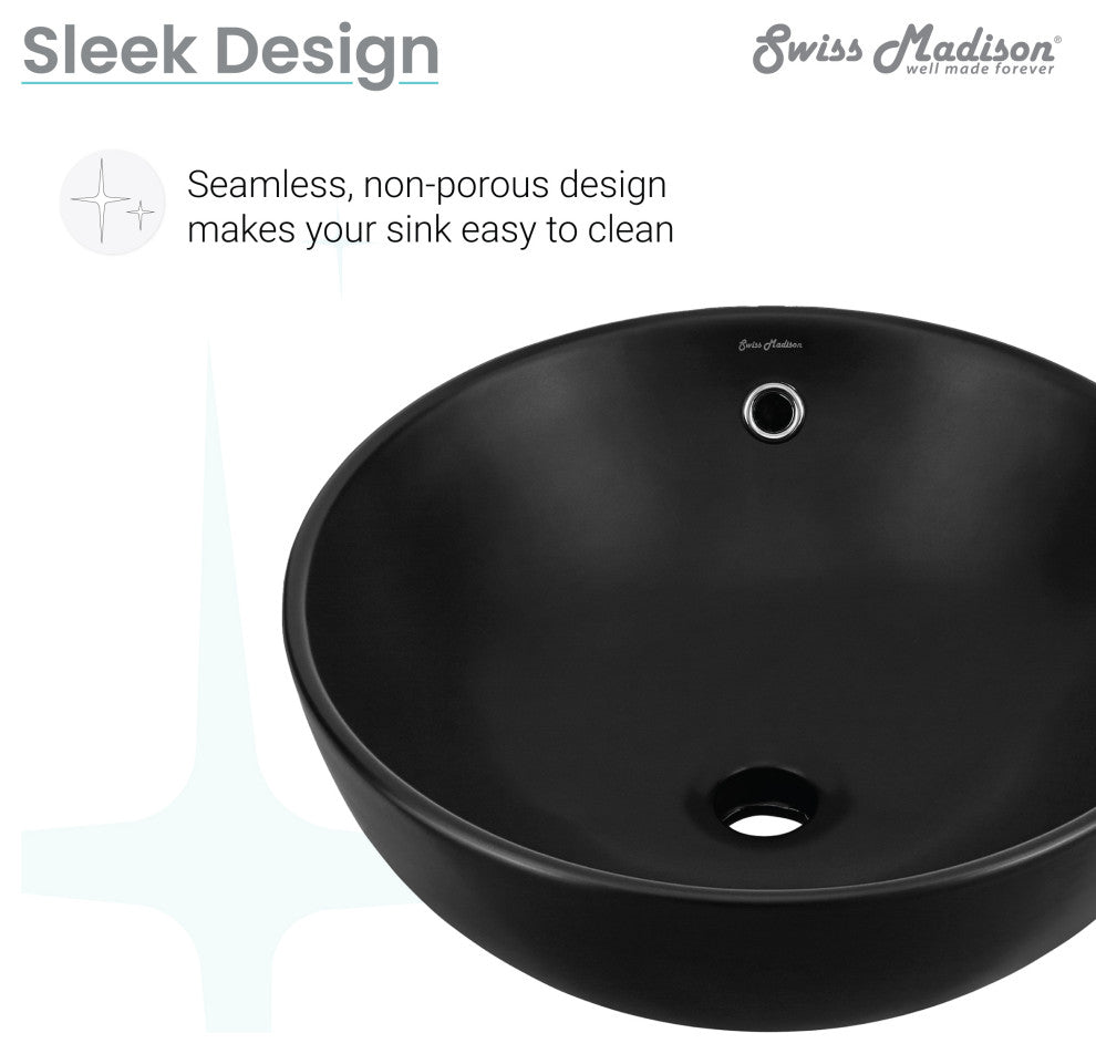 Sublime Round Vessel Sink, Matte Black