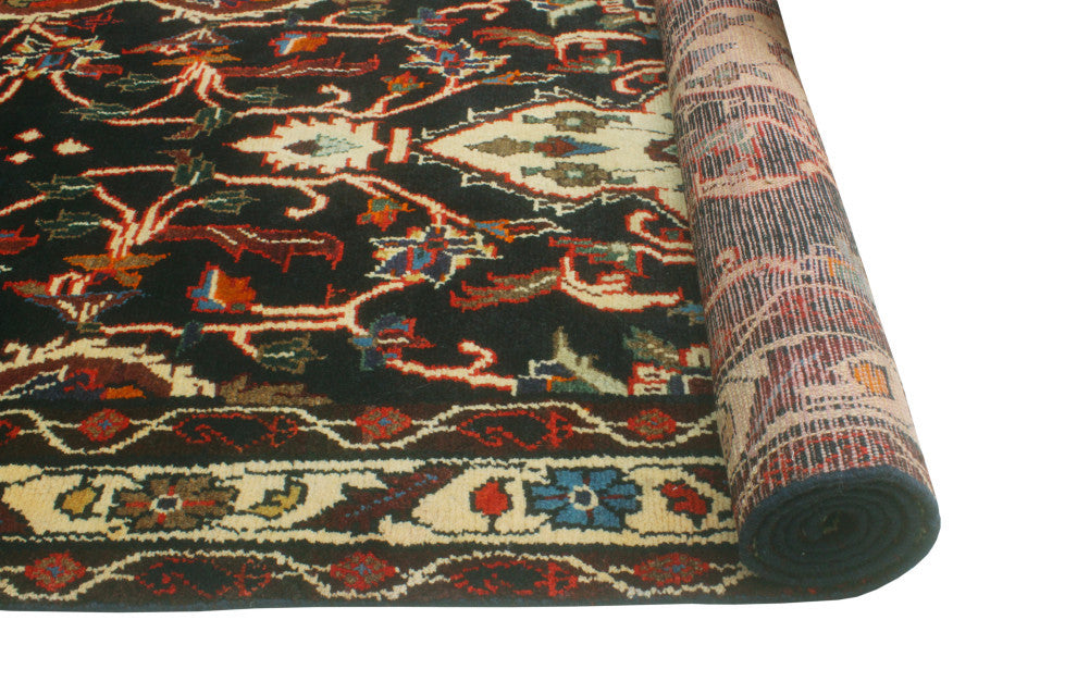 Fine Vintage Distressed Ginette Charcoal/Ivory Runner, 3'5 x 9'1