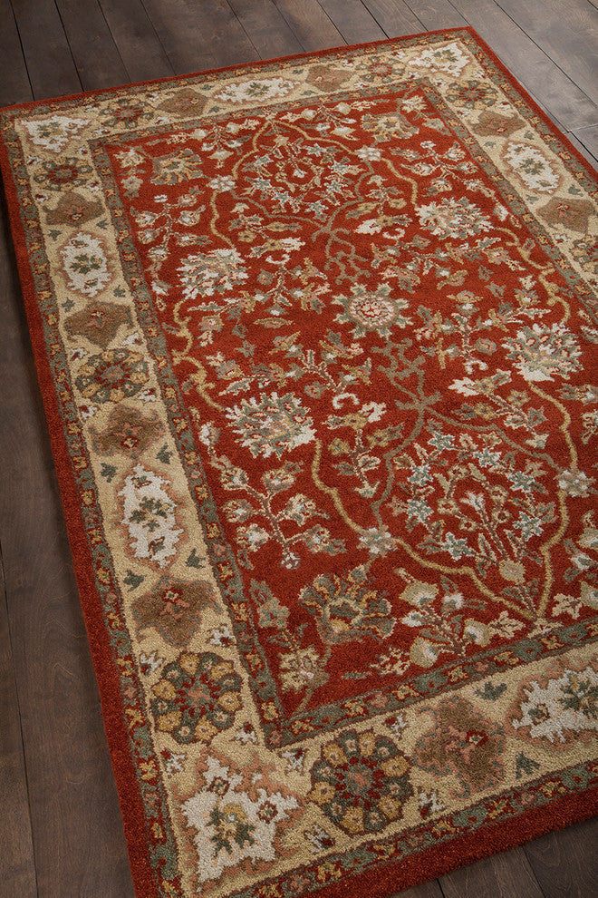 Adonia Traditional Area Rug, Red, 5''x7''6" Rectangle