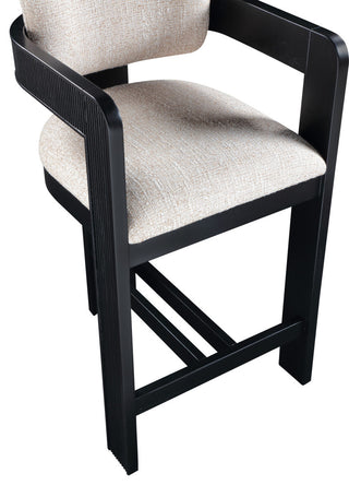 Sacha Upholstered Bar and Counter Stool, Beige, Linen Textured Fabric, Black