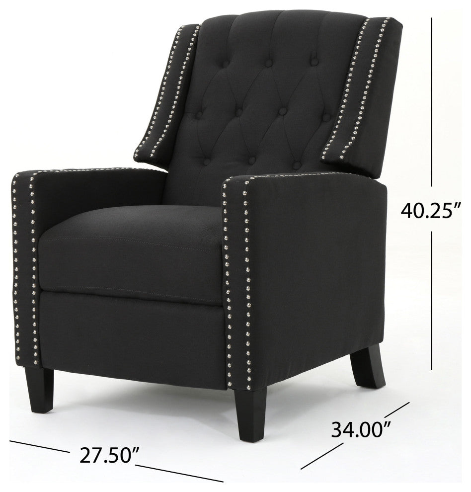 GDF Studio Ingrid Tufted Back Fabric Recliner Chair, Dark Charcoal