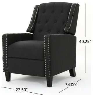 GDF Studio Ingrid Tufted Back Fabric Recliner Chair, Dark Charcoal
